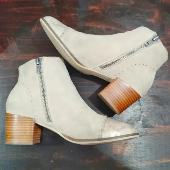 Silent D Moneybag Ankle Boots Tawny Suede Leather Beige US 6.5