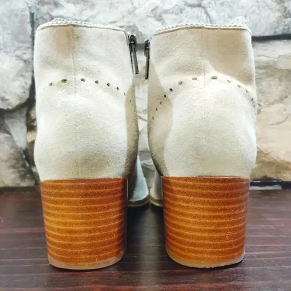 Silent D Moneybag Ankle Boots Tawny Suede Leather Beige US 6.5