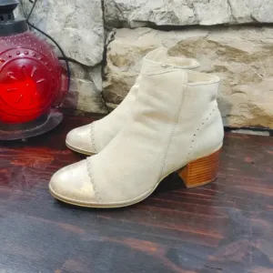 Silent D Moneybag Ankle Boots Tawny Suede Leather Beige US 6.5