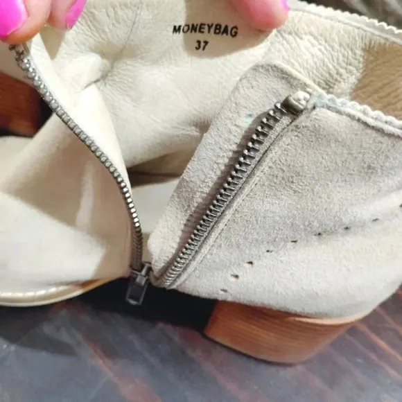 Silent D Moneybag Ankle Boots Tawny Suede Leather Beige US 6.5