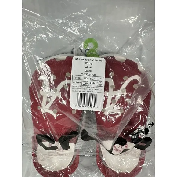 Size 10M/12W Crocs University of Alabama Crimson Tide Classic Clogs 209582-100