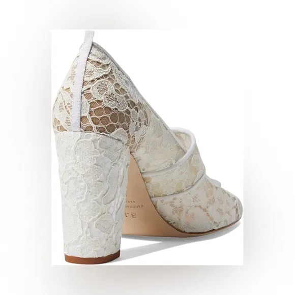 SJP BY SARAH JESSICA PARKER CELINE WHITE LACE RHINESTONE PUMPS 35.5 5.5
