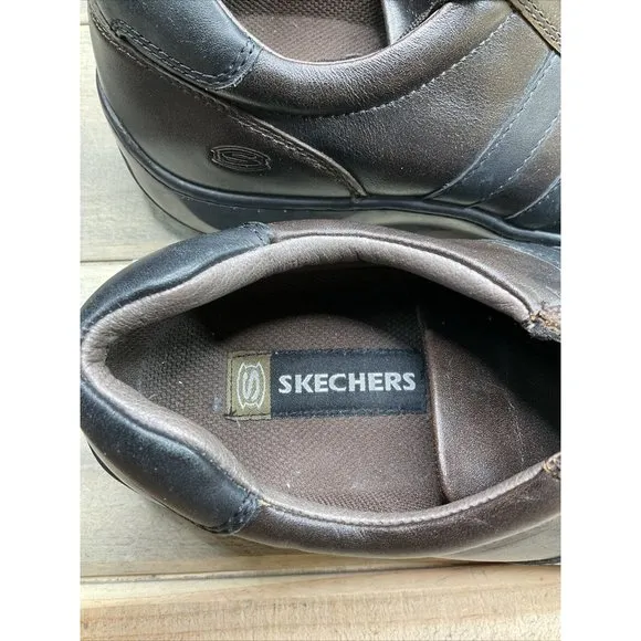 Skechers 4400 Mens US11 Casual Brown Leather Lace Up Walking Shoes Oxford