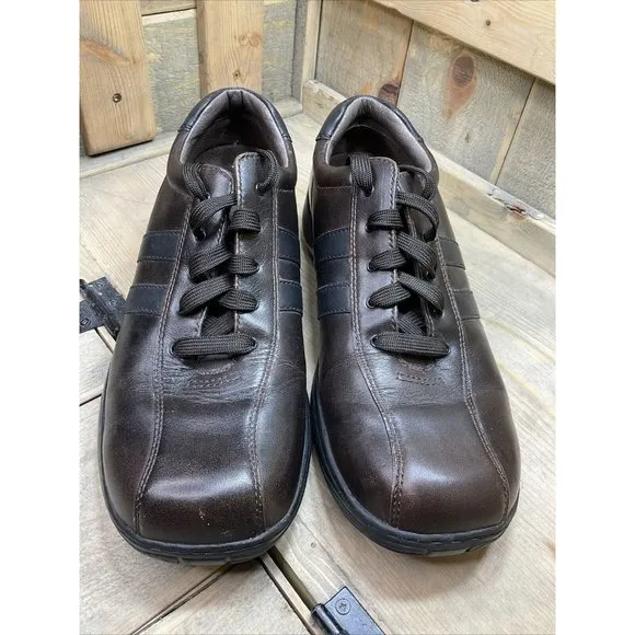 Skechers 4400 Mens US11 Casual Brown Leather Lace Up Walking Shoes Oxford