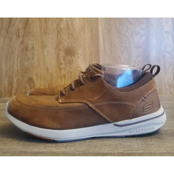 Skechers Elent Leven Leather Lace Up Shoes Mens Size 11 Brown