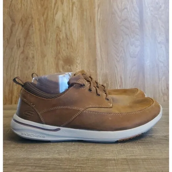Skechers Elent Leven Leather Lace Up Shoes Mens Size 11 Brown