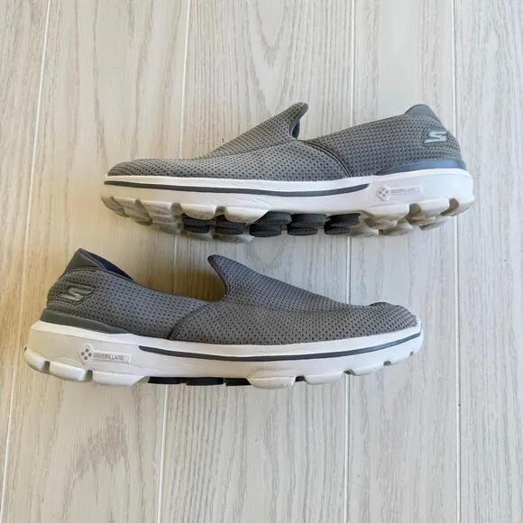 Skechers Go Walk 3 Goga Mat Gray Slip On Walk Shoes 54045 Men Size 12