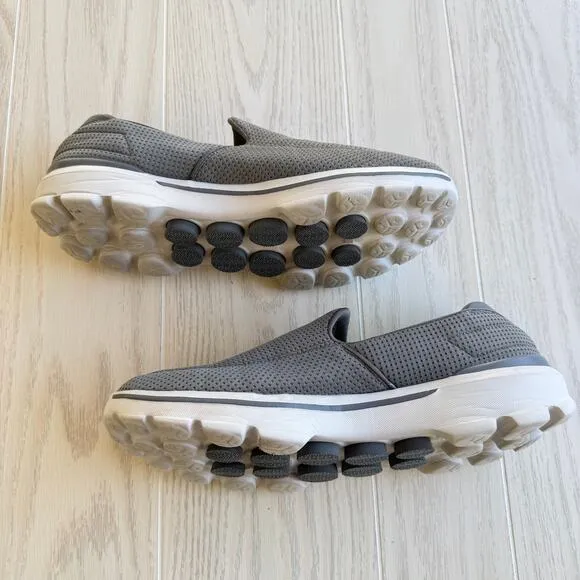 Skechers Go Walk 3 Goga Mat Gray Slip On Walk Shoes 54045 Men Size 12