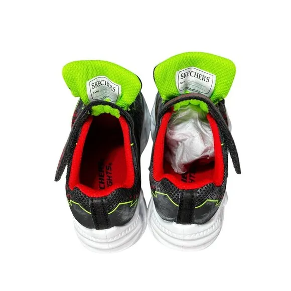 Skechers S-Lights Black/Red Kids Athletic Shoes With Light-Up Features Size 7