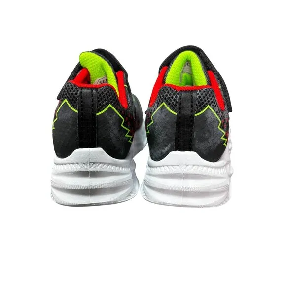 Skechers S-Lights Black/Red Kids Athletic Shoes With Light-Up Features Size 7