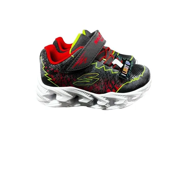 Skechers S-Lights Black/Red Kids Athletic Shoes With Light-Up Features Size 7