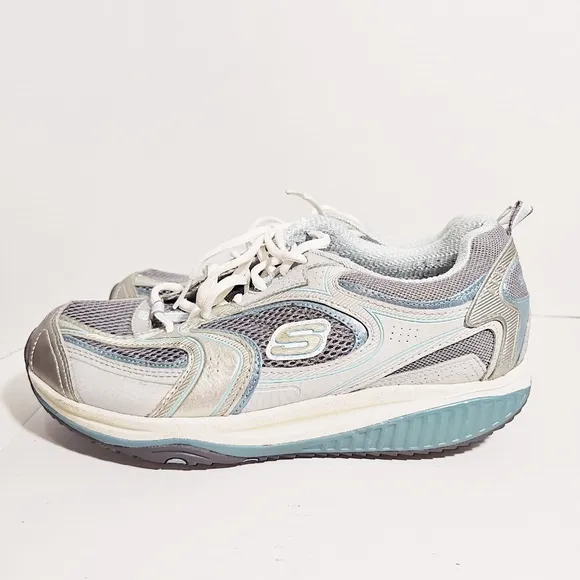 Skechers Shape Ups White Gray Tennis Shoes Size 10