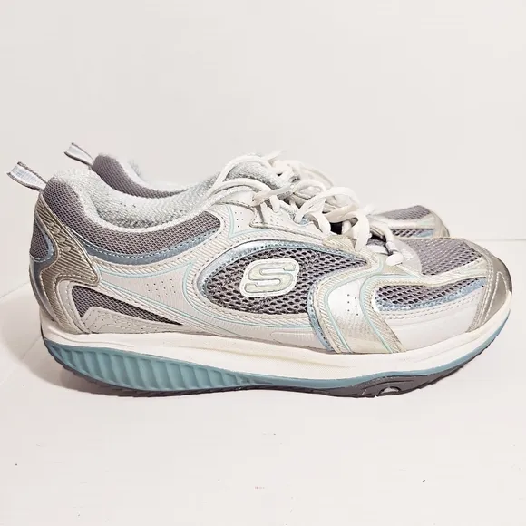 Skechers Shape Ups White Gray Tennis Shoes Size 10