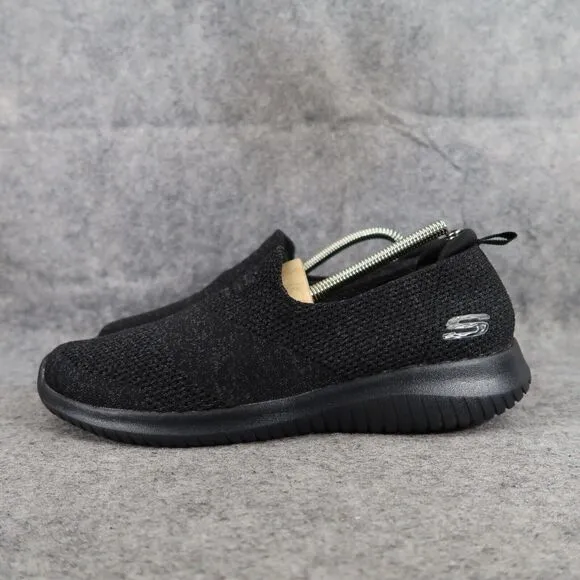 Skechers Shoes Womens 9.5 Slip On Sneaker Athletic Comfort Stretch Trainer Black
