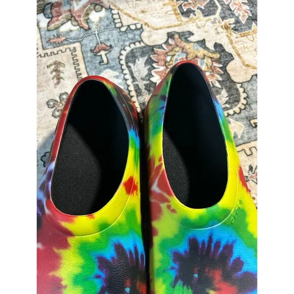 Slip Resistant Crocs Men’s Workwear Tie Dye Chef slip on kitchen Shoes Size 11