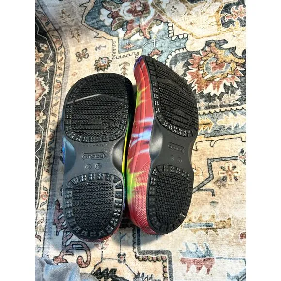 Slip Resistant Crocs Men’s Workwear Tie Dye Chef slip on kitchen Shoes Size 11
