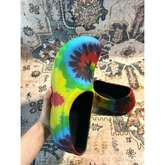 Slip Resistant Crocs Men’s Workwear Tie Dye Chef slip on kitchen Shoes Size 11