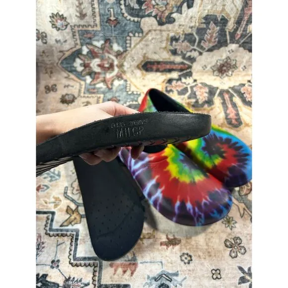 Slip Resistant Crocs Men’s Workwear Tie Dye Chef slip on kitchen Shoes Size 11