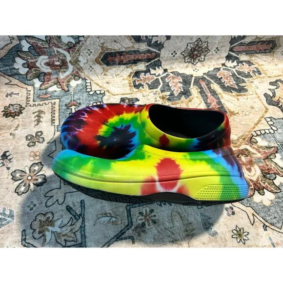 Slip Resistant Crocs Men’s Workwear Tie Dye Chef slip on kitchen Shoes Size 11