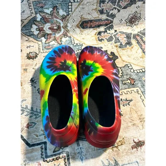 Slip Resistant Crocs Men’s Workwear Tie Dye Chef slip on kitchen Shoes Size 11