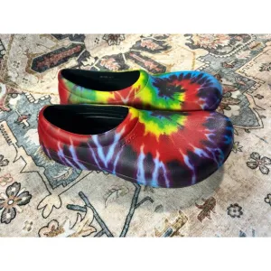 Slip Resistant Crocs Men’s Workwear Tie Dye Chef slip on kitchen Shoes Size 11
