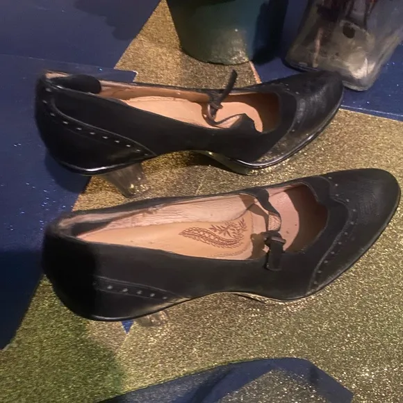 SOFFT MARY JANE BLACK SUEDE LEATHER PERFORATED THICK HEELED Shoes CLASSIC LOVELY