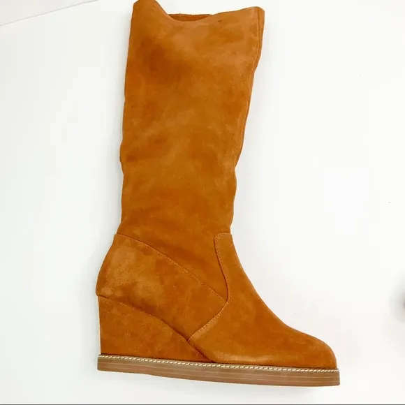 Soft Surroundings NEW Suede Sherpa Wedge Boots 10