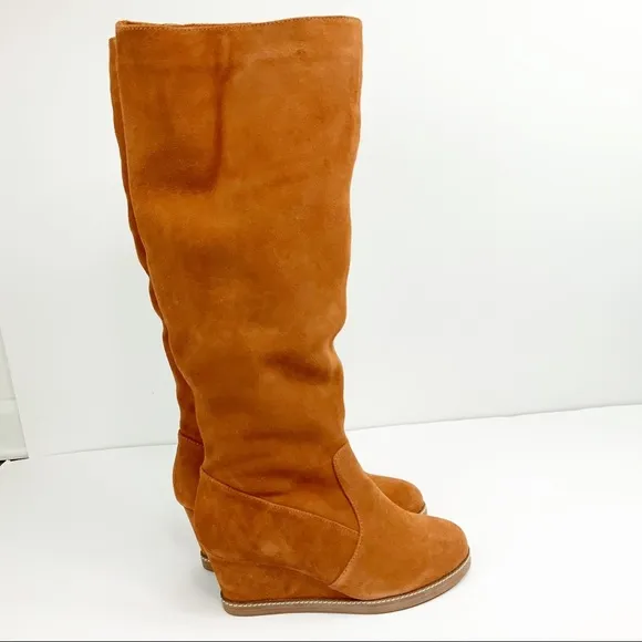 Soft Surroundings NEW Suede Sherpa Wedge Boots 10