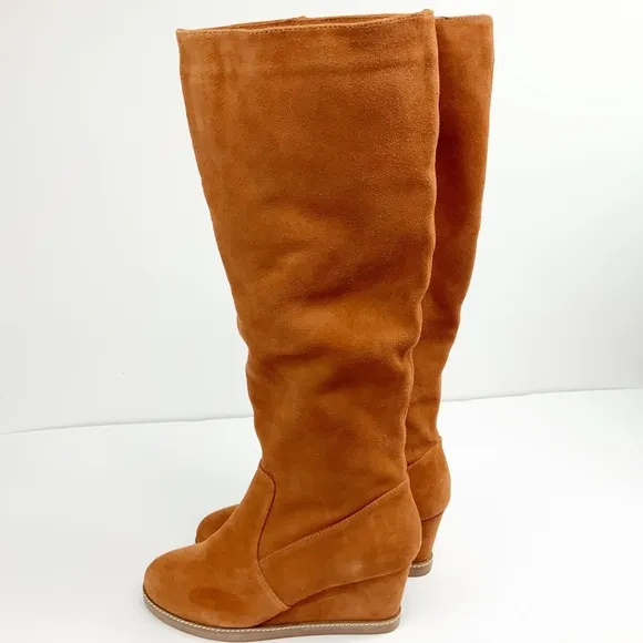 Soft Surroundings NEW Suede Sherpa Wedge Boots 10