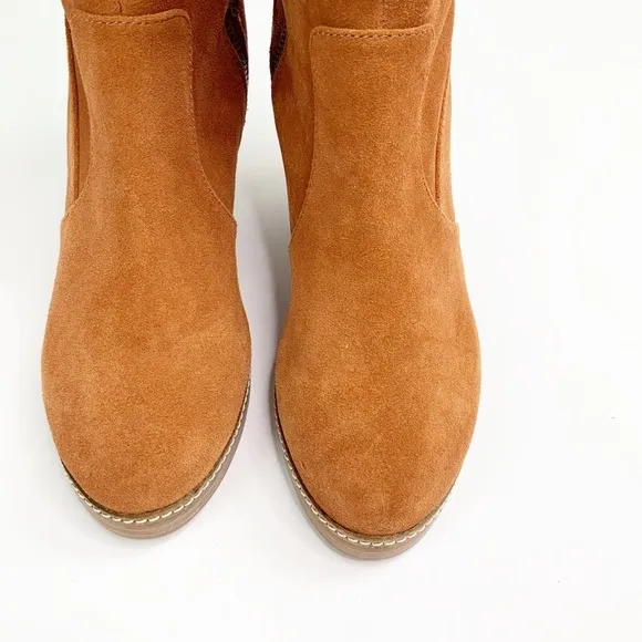 Soft Surroundings NEW Suede Sherpa Wedge Boots 10