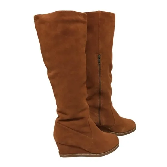 Soft Surroundings NEW Suede Sherpa Wedge Boots 10