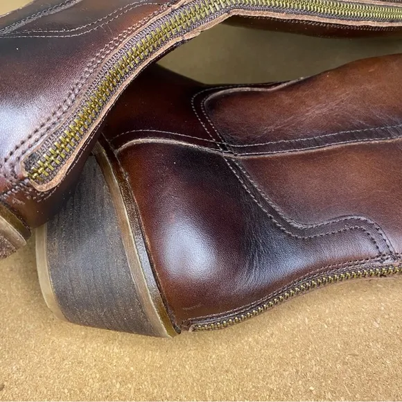 Soft Womens Astoria Back Zip Burnish Leather Western Riding Boots Size 6.5