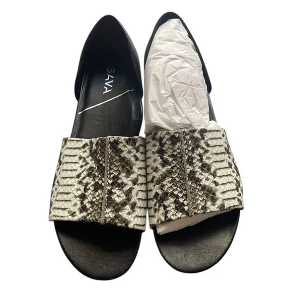 SoftWalk Sava Calera Flat Slip On Black/Grey  Leather Women's Sz US 6.5/EUR 37M