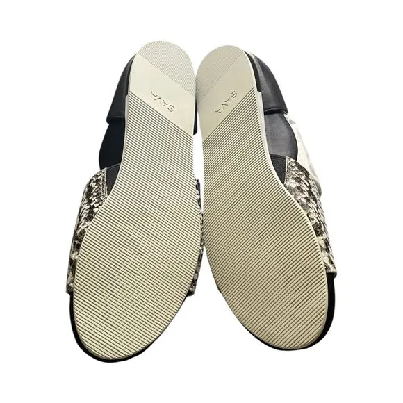 SoftWalk Sava Calera Flat Slip On Black/Grey  Leather Women's Sz US 6.5/EUR 37M