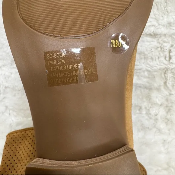 Sole Society Tan Suede Ankle Boots Size 7.5 Perforated Design Buckle Accent NEW