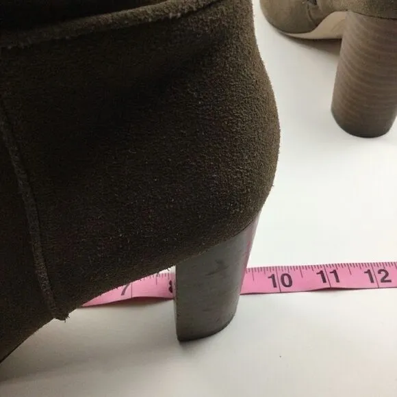 Sole Society Brown Suede Chunk Heeled Boots - 8.5