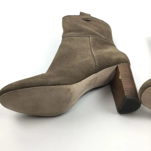 Sole Society Brown Suede Chunk Heeled Boots - 8.5