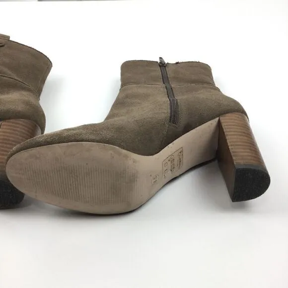 Sole Society Brown Suede Chunk Heeled Boots - 8.5