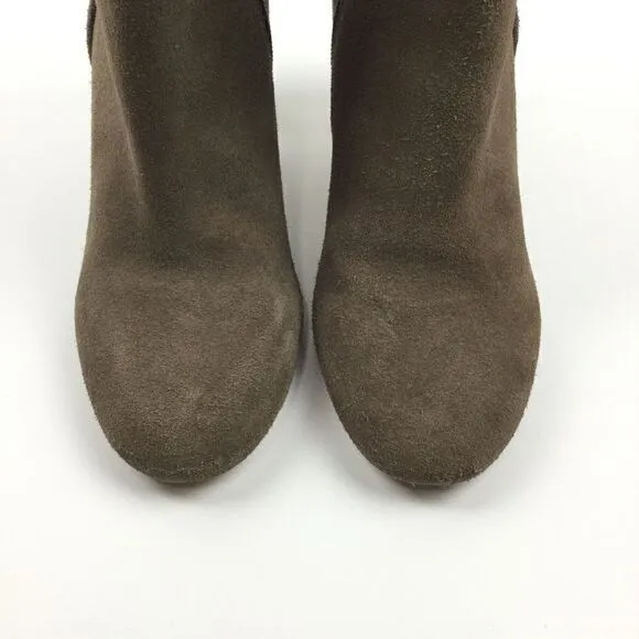 Sole Society Brown Suede Chunk Heeled Boots - 8.5