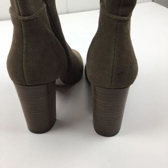 Sole Society Brown Suede Chunk Heeled Boots - 8.5