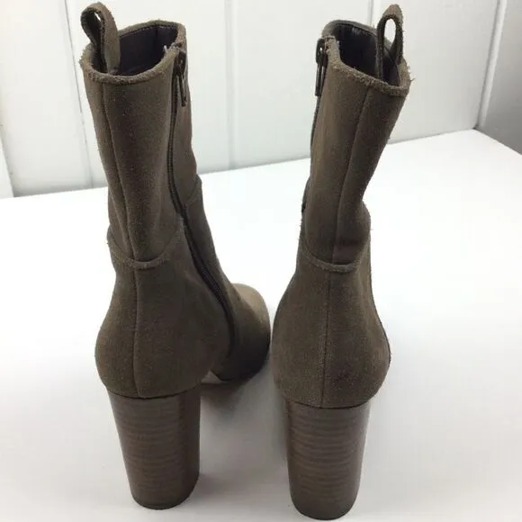 Sole Society Brown Suede Chunk Heeled Boots - 8.5