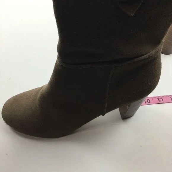 Sole Society Brown Suede Chunk Heeled Boots - 8.5
