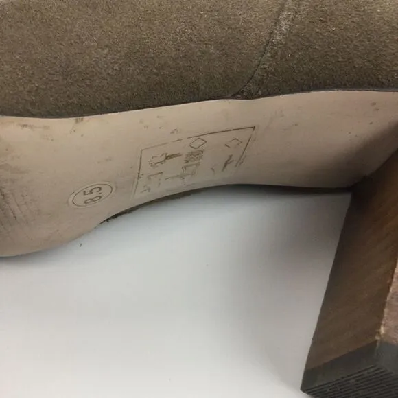 Sole Society Brown Suede Chunk Heeled Boots - 8.5