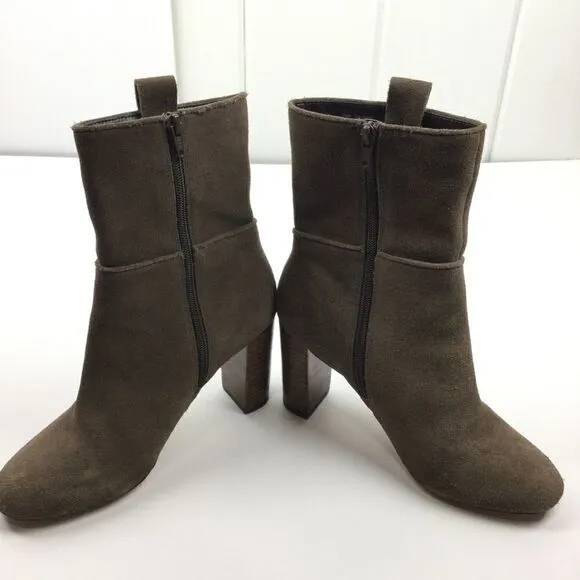 Sole Society Brown Suede Chunk Heeled Boots - 8.5