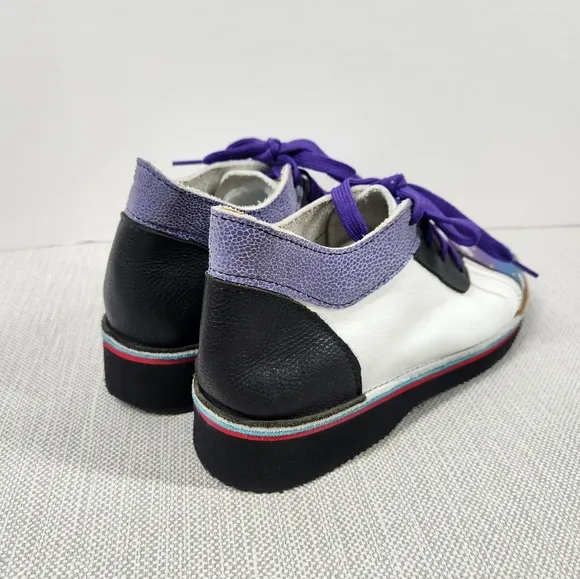 Soletech size 9 lace up leather shoes hand painted cat multicolor
