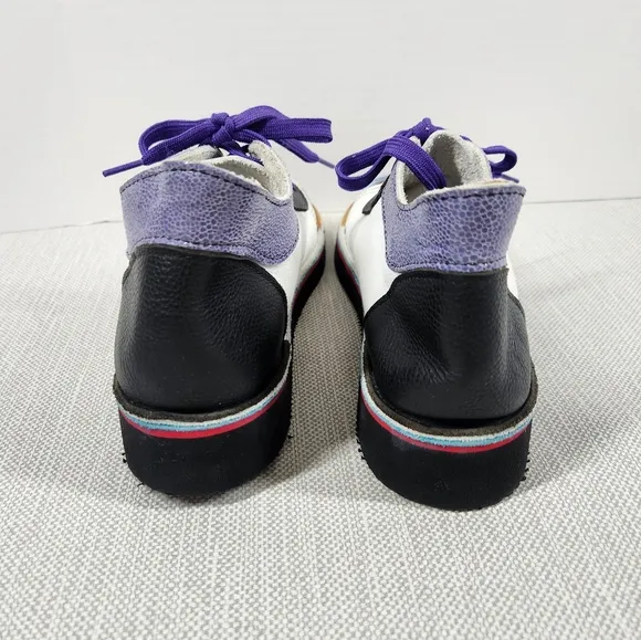 Soletech size 9 lace up leather shoes hand painted cat multicolor