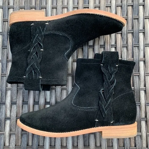 Soludos Braided Black Suede Ankle Boots