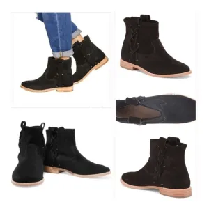 Soludos Braided Black Suede Ankle Boots