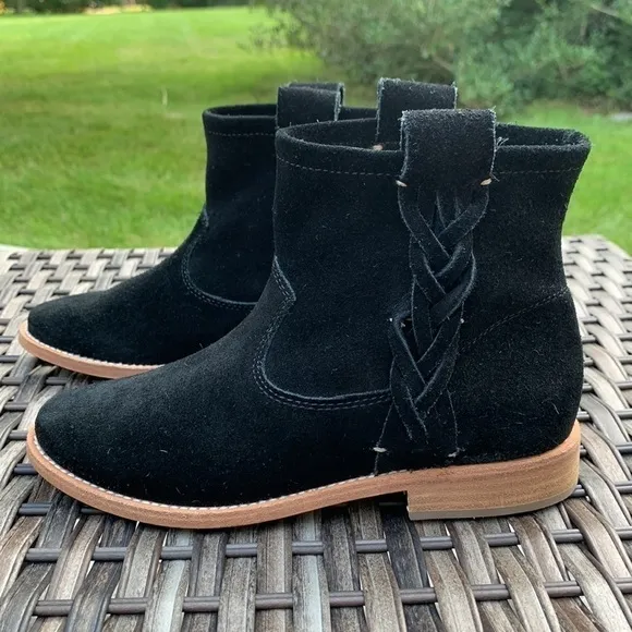 Soludos Braided Black Suede Ankle Boots