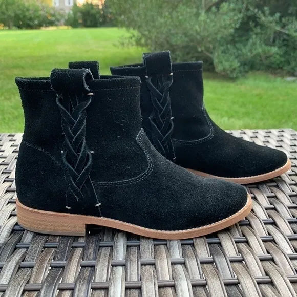 Soludos Braided Black Suede Ankle Boots